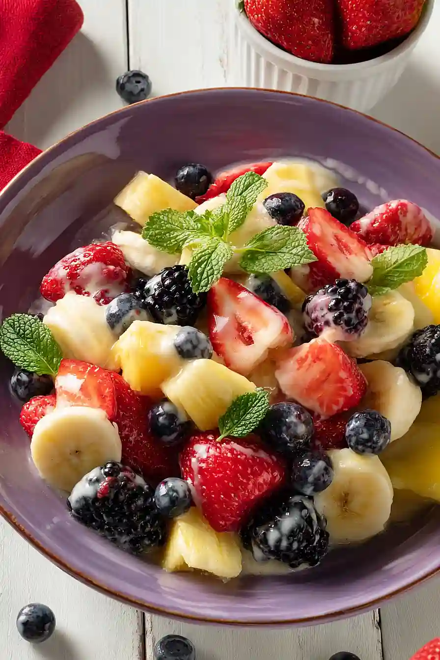 easter fruit salad with vanilla pudding