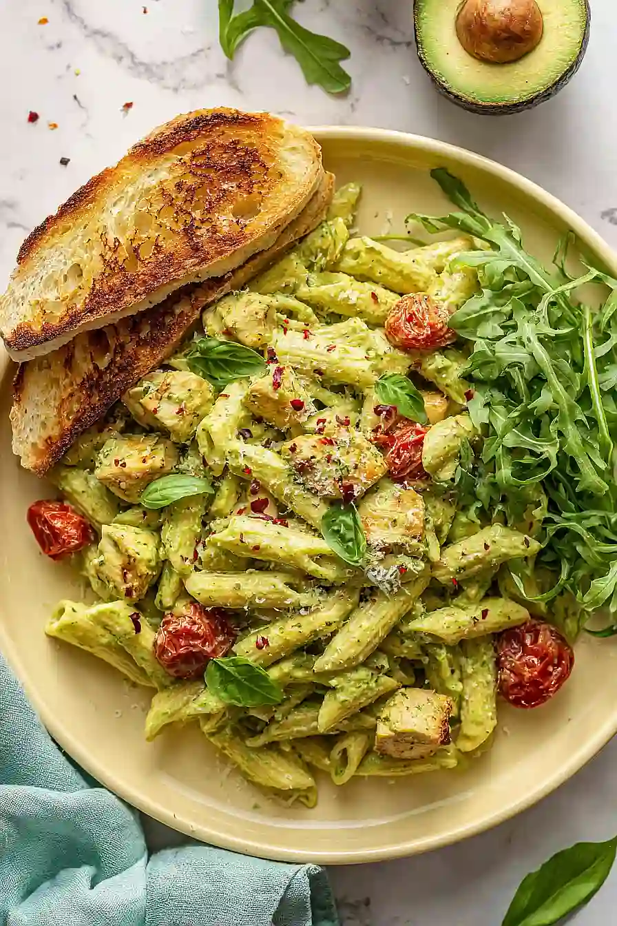 creamy avocado pasta with chicken