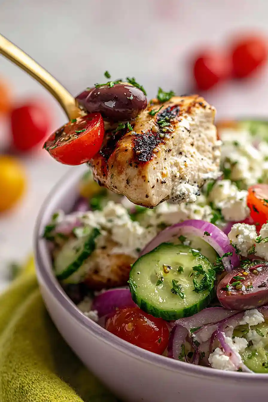 greek chicken cottage cheese bowl