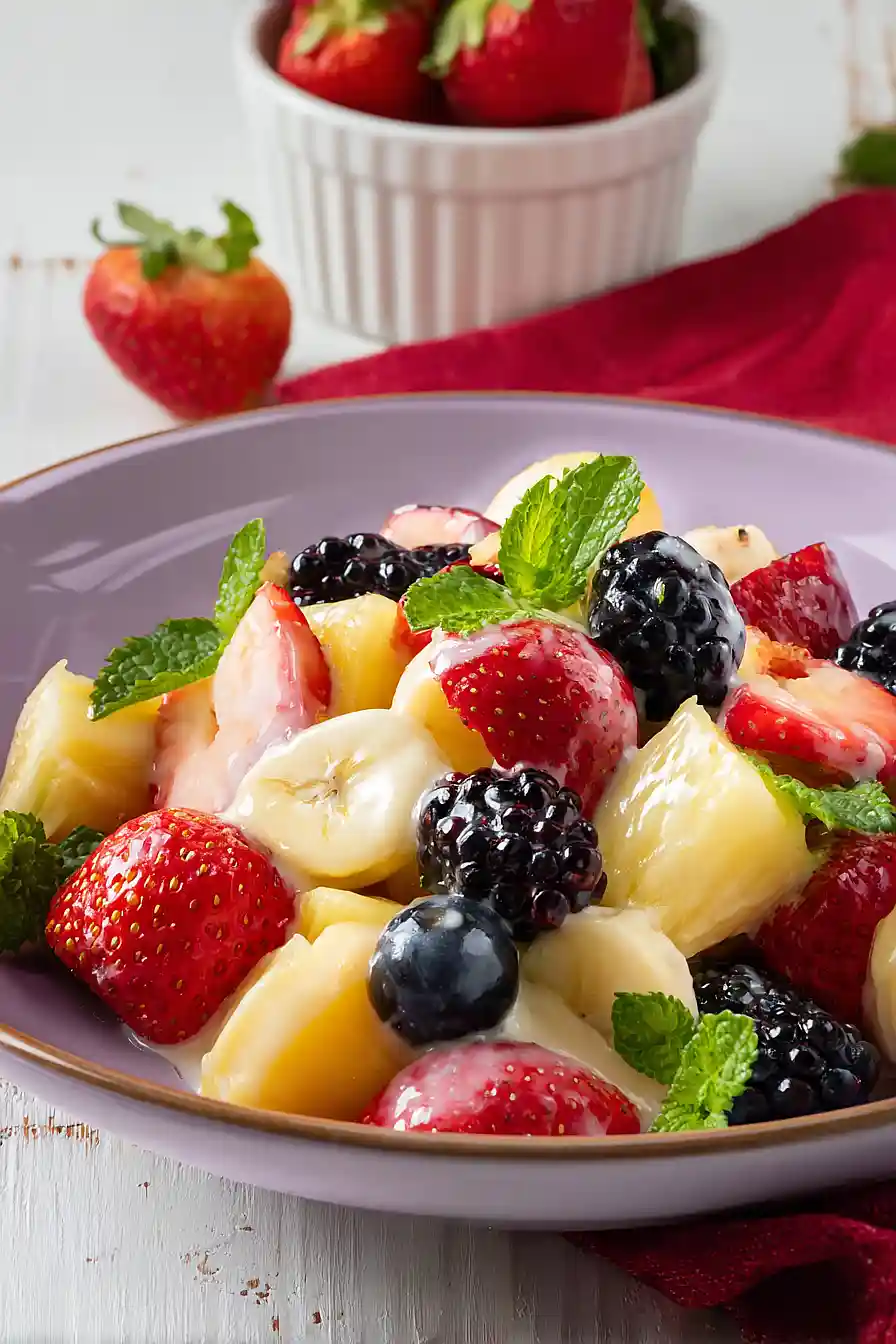 easter fruit salad with vanilla pudding
