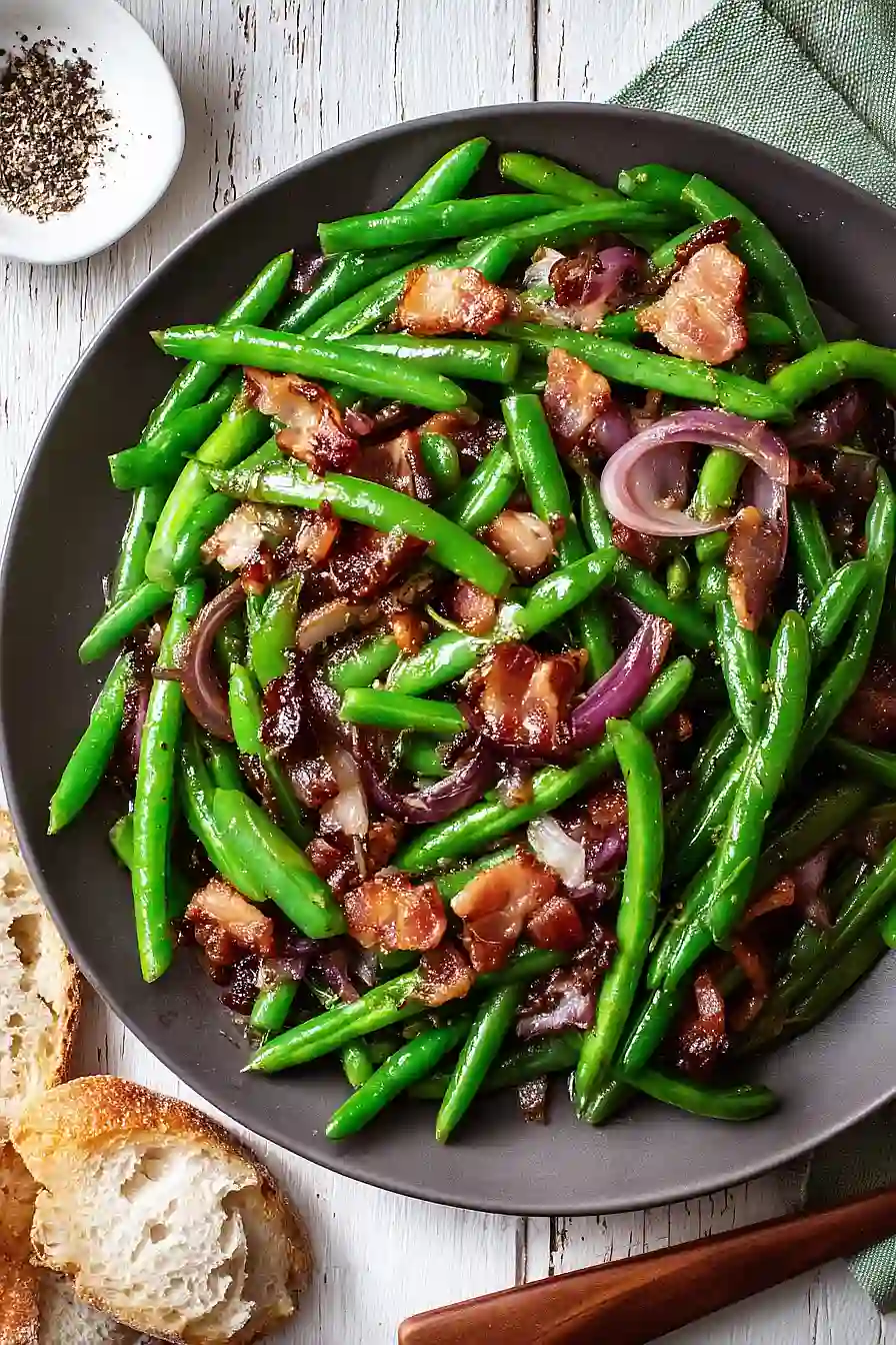 green bean salad with bacon