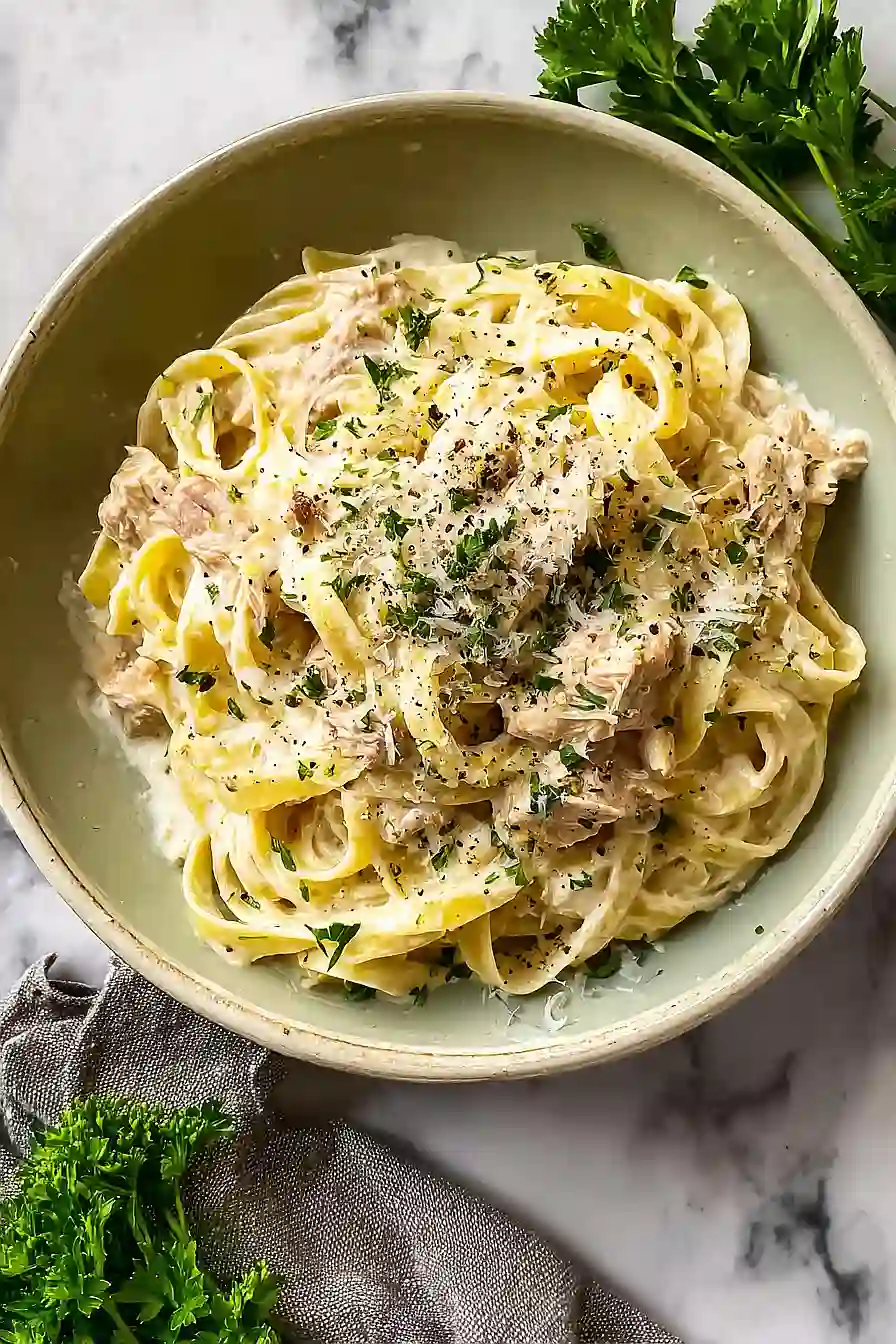 tuna pasta alfredo