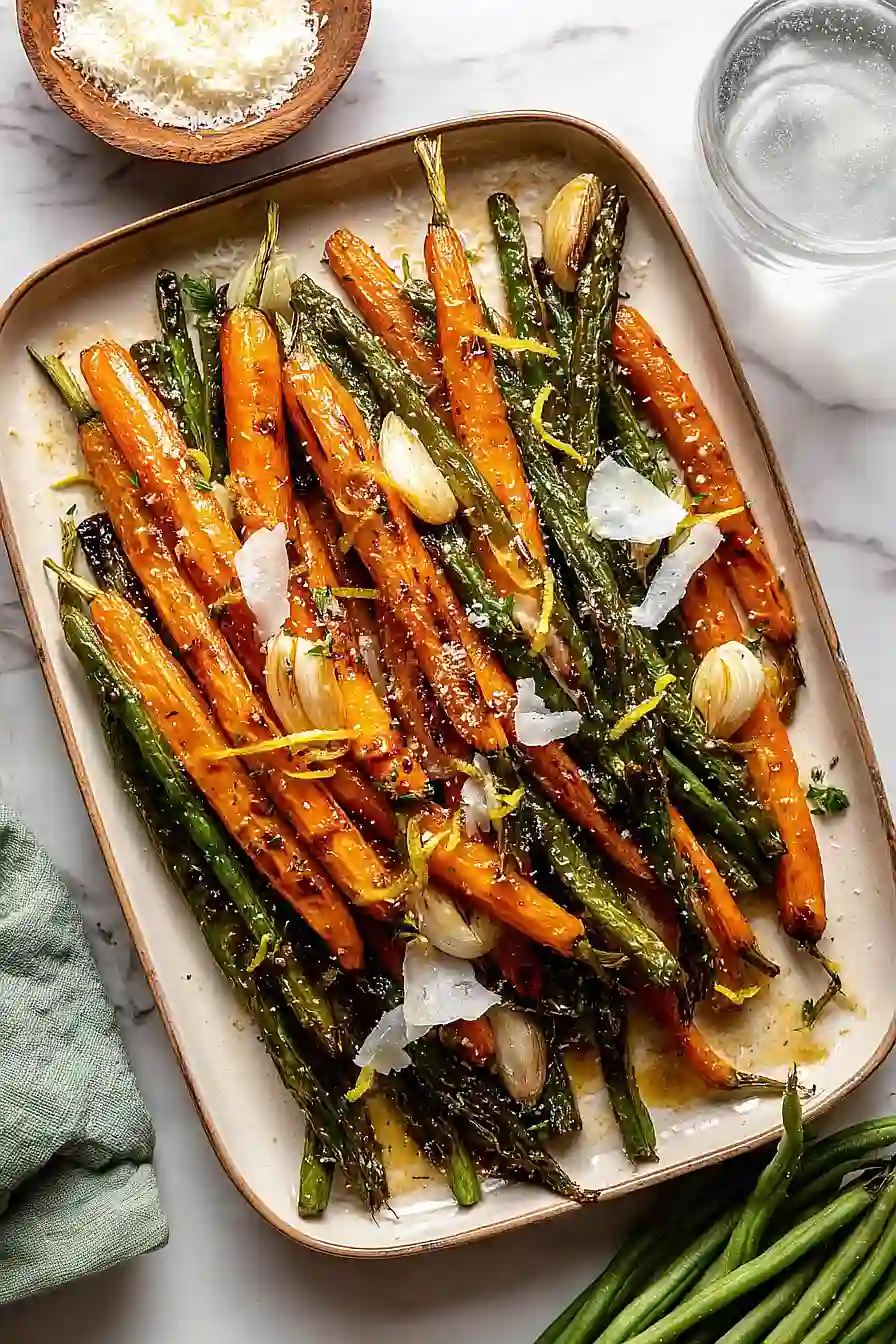roasted green beans and carrots