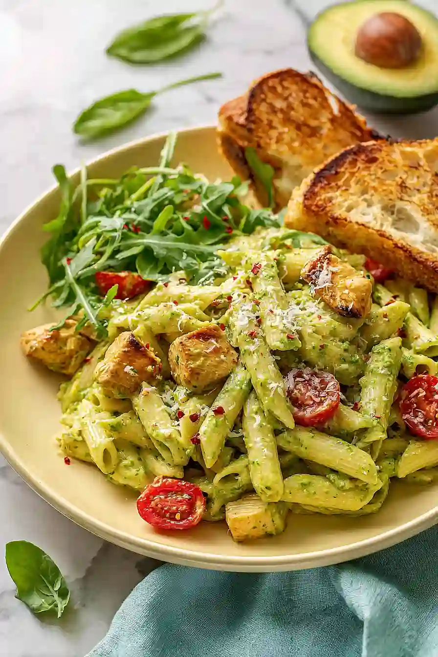 creamy avocado pasta with chicken