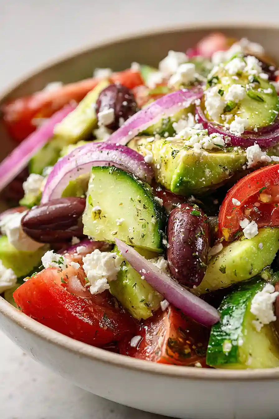 greek salad with avocado
