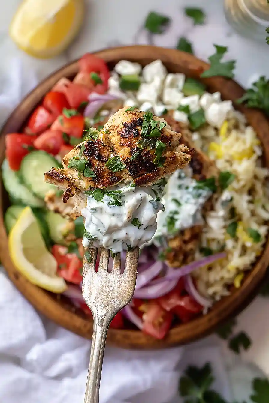 greek salad rice bowl