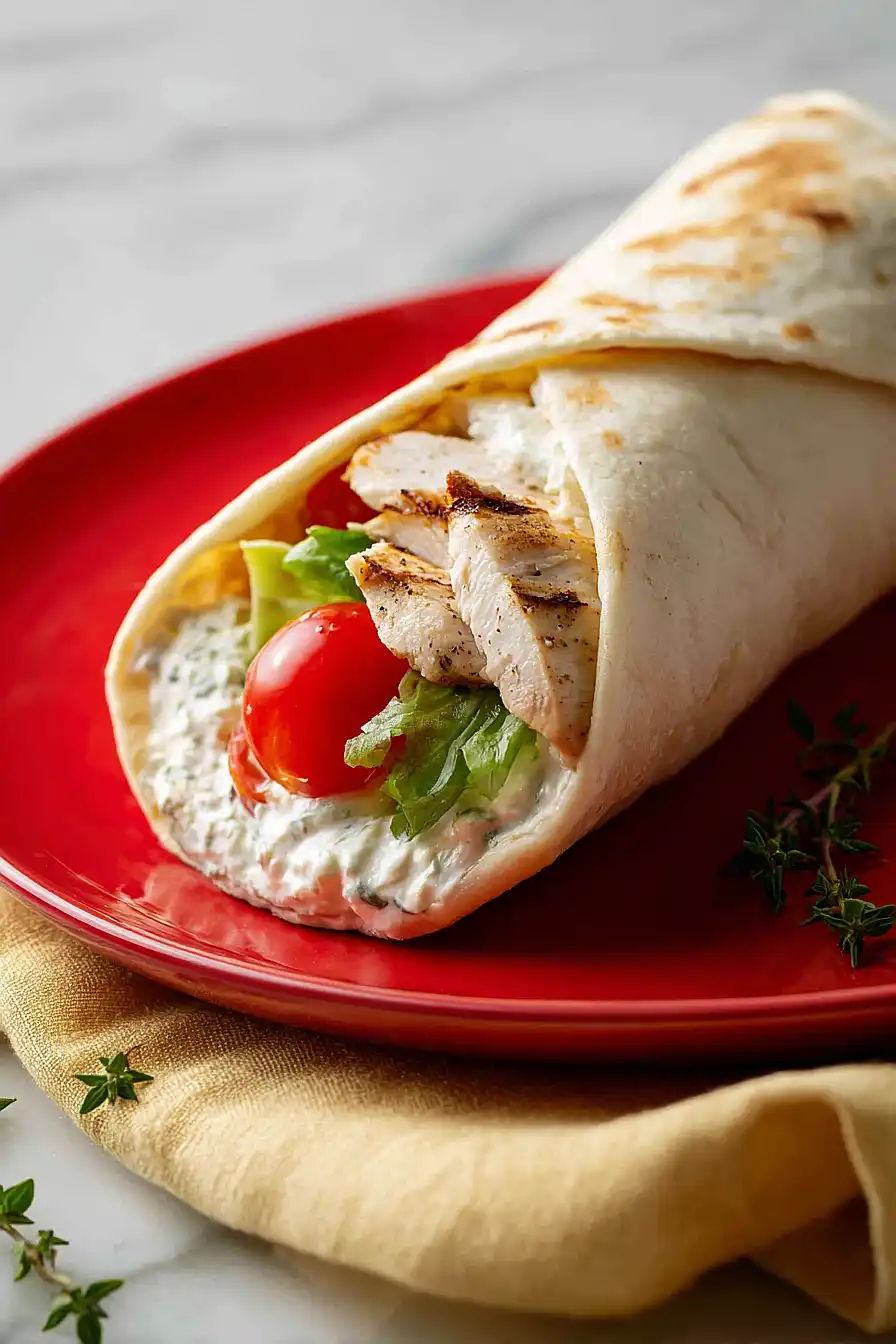 greek chicken hummus wrap
