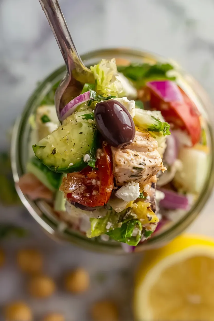 greek chicken mason jar salad