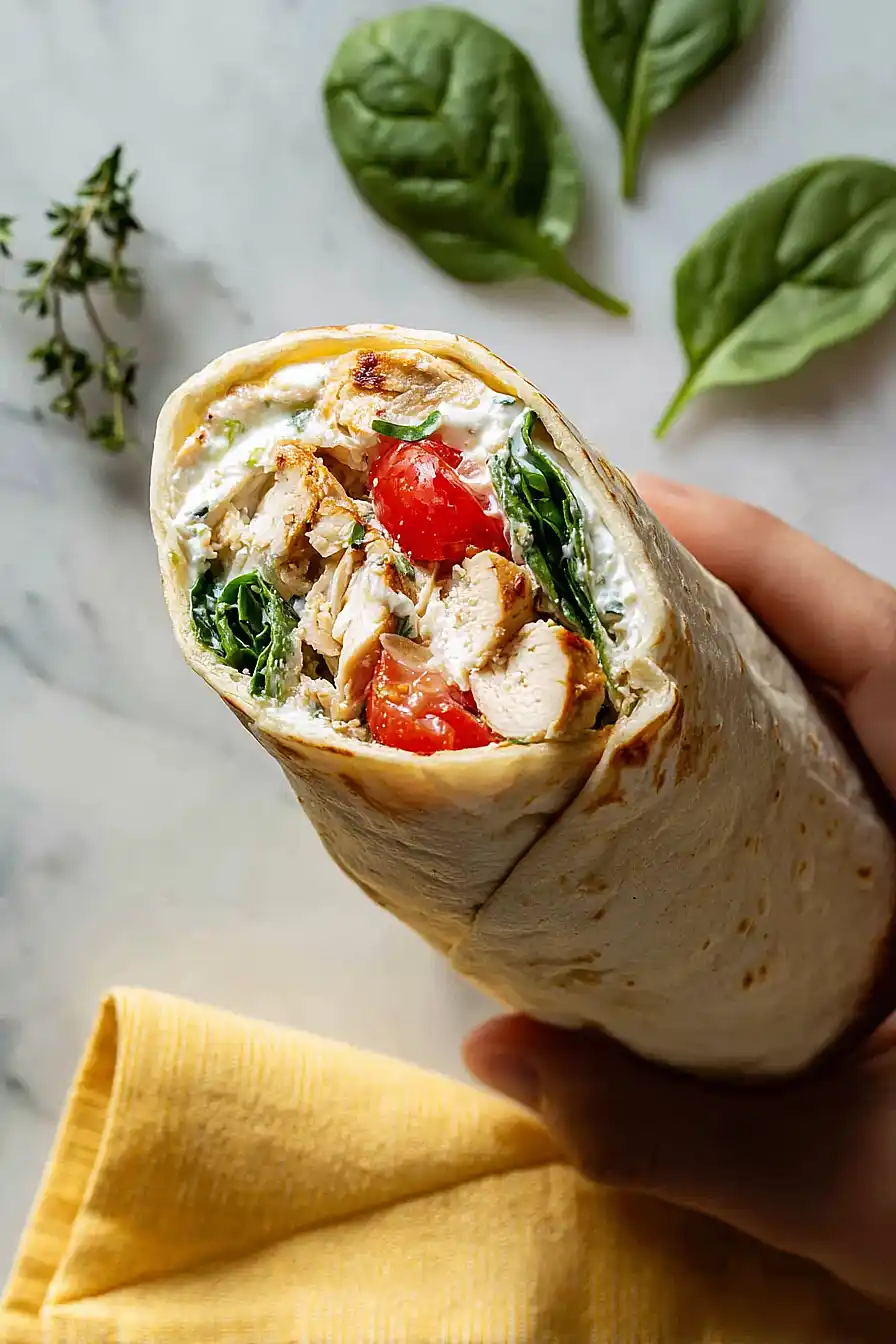 greek chicken hummus wrap