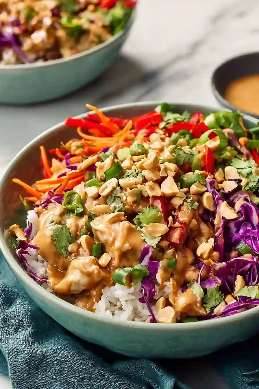 thai chicken rice bowls