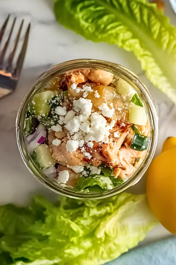 greek chicken mason jar salad